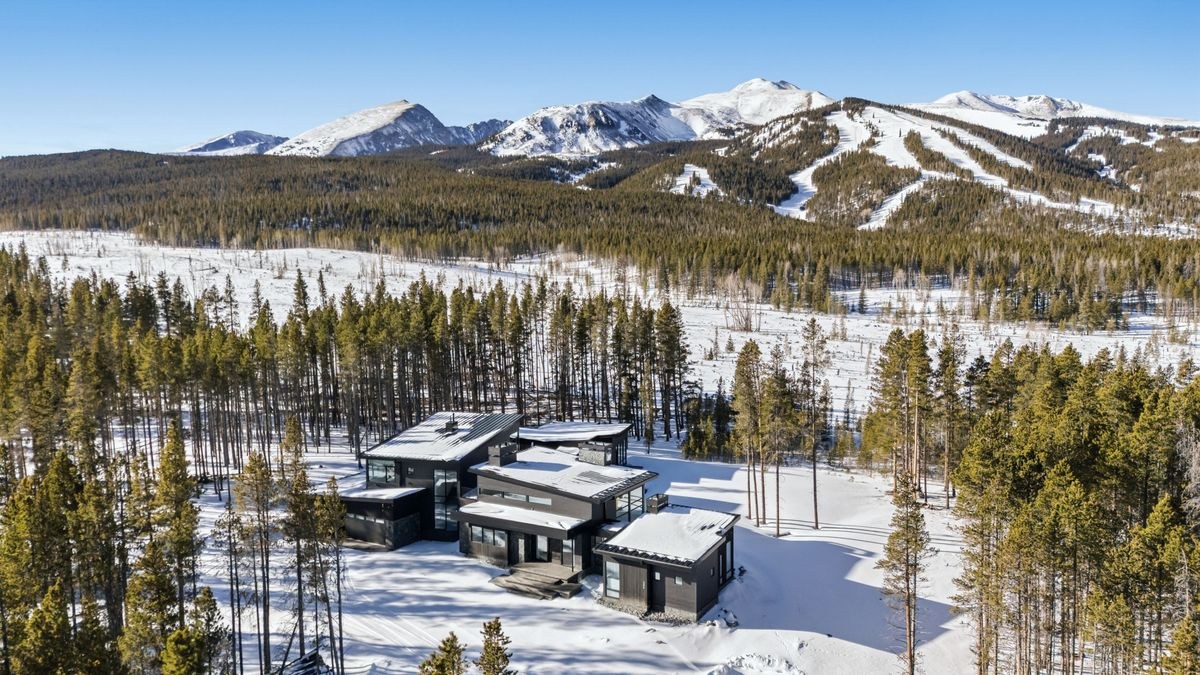 Aerial view over Peak 8 and the Breckenridge ski runs, Summit County, Colorado